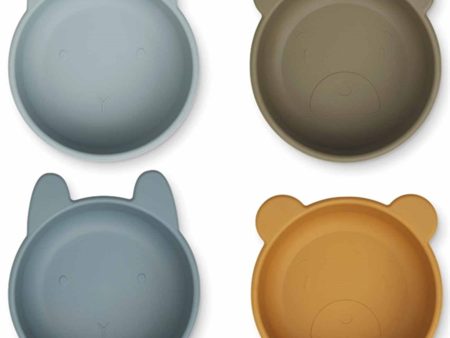 Liewood Iggy Silicone Skåle 4-Pack Golden Caramel Blue Multi Mix For Discount