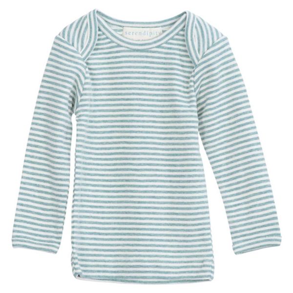 Serendipity Lake Ecru Rib Baby Tee Stripe Bluse Cheap