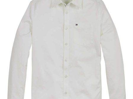 Tommy Hilfiger Stretch Twill Tonal Logo Skjorte White on Sale