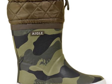 Aigle Giboulee Termogummistøvle Print Camou Kaki For Discount