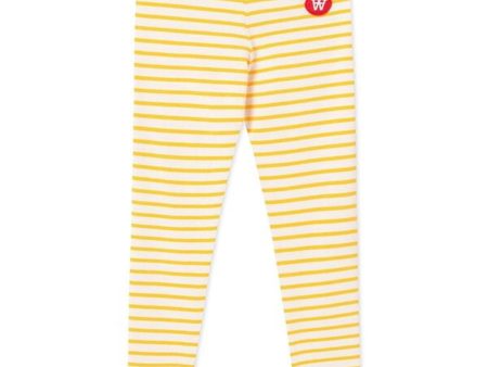 Wood Wood Ira Kids Leggings Off White Yellow Stripes For Discount