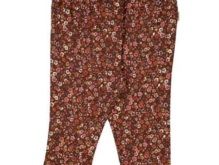 Wheat Maroon Flowers Bille Bukser For Discount