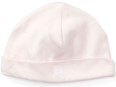 Ralph Lauren Baby Girl Beanie Delicate Pink White For Discount