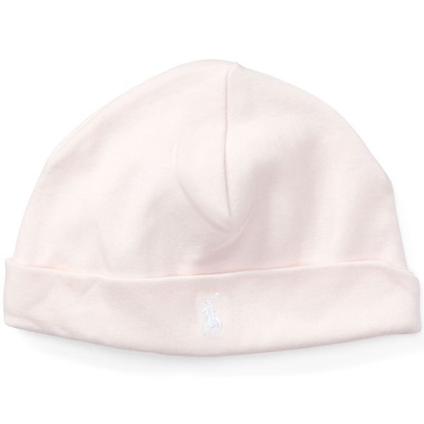 Ralph Lauren Baby Girl Beanie Delicate Pink White For Discount