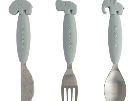 Done by Deer YummyPlus Easy Grip Cutlery Set Grey Online Sale