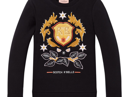 Scotch & Soda Crew Neck Sweat with Worked Out Chest Work Hot on Sale