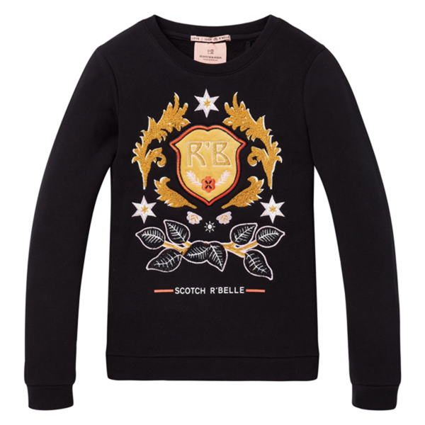 Scotch & Soda Crew Neck Sweat with Worked Out Chest Work Hot on Sale