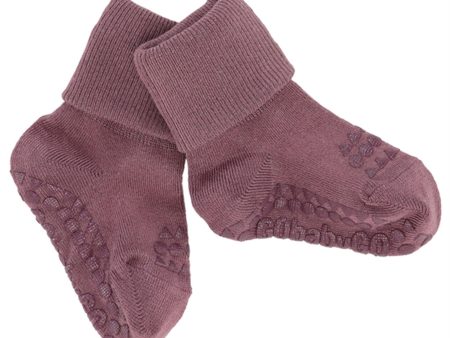 GObabyGO Bamboo Strømper Antislip Misty Plum Online now