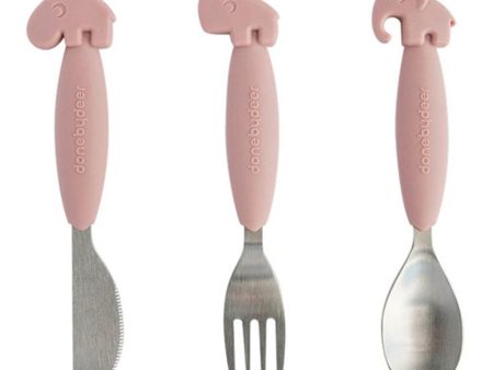 Done by Deer YummyPlus Easy Grip Cutlery Set Powder For Cheap