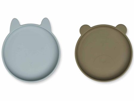 Liewood Olivia Plate 2-Pack Blue Fog Khaki Mix Online Sale